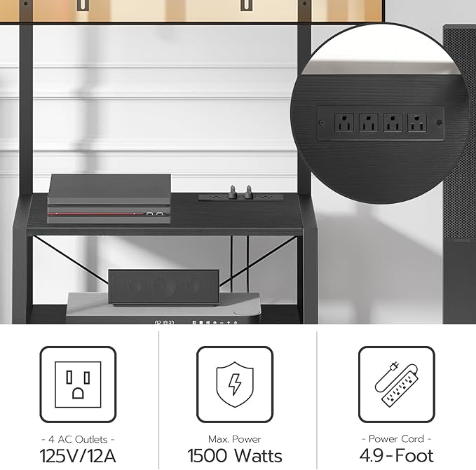 HOOBRO Rolling TV Stand with Mount and Power Outlet Up to 55 inch TVs, Corner - Image 4
