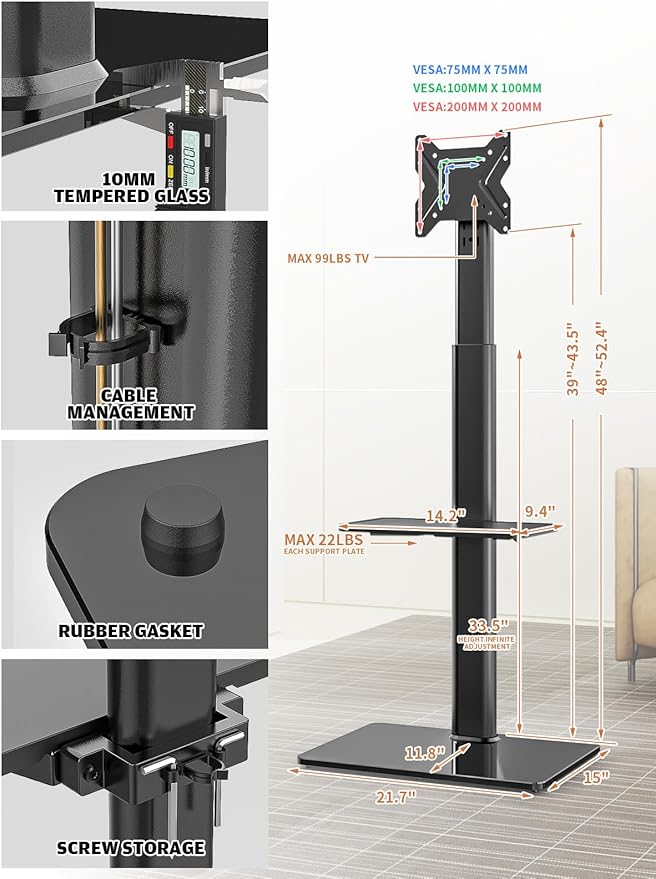 Universal Floor TV Stand with Mount - Image 6