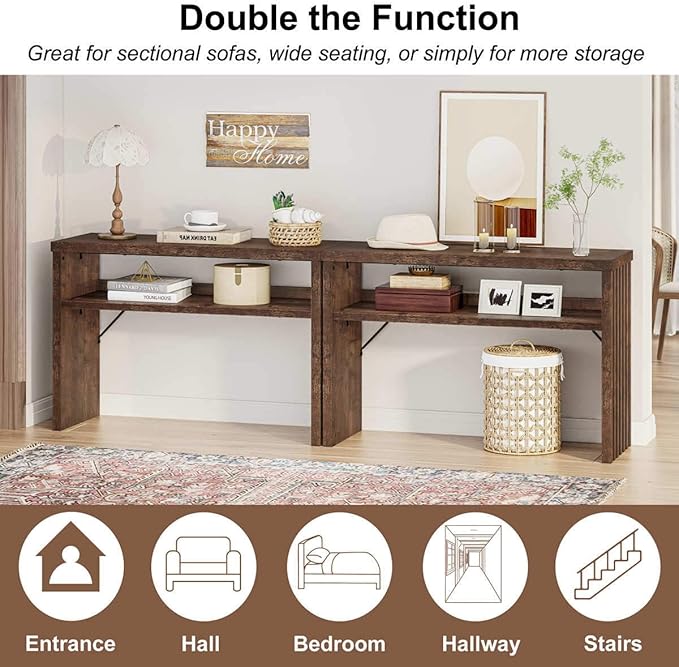 BON AUGURE Entryway Table, Console Table Behind Couch, Wood Sofa Tables - Image 6