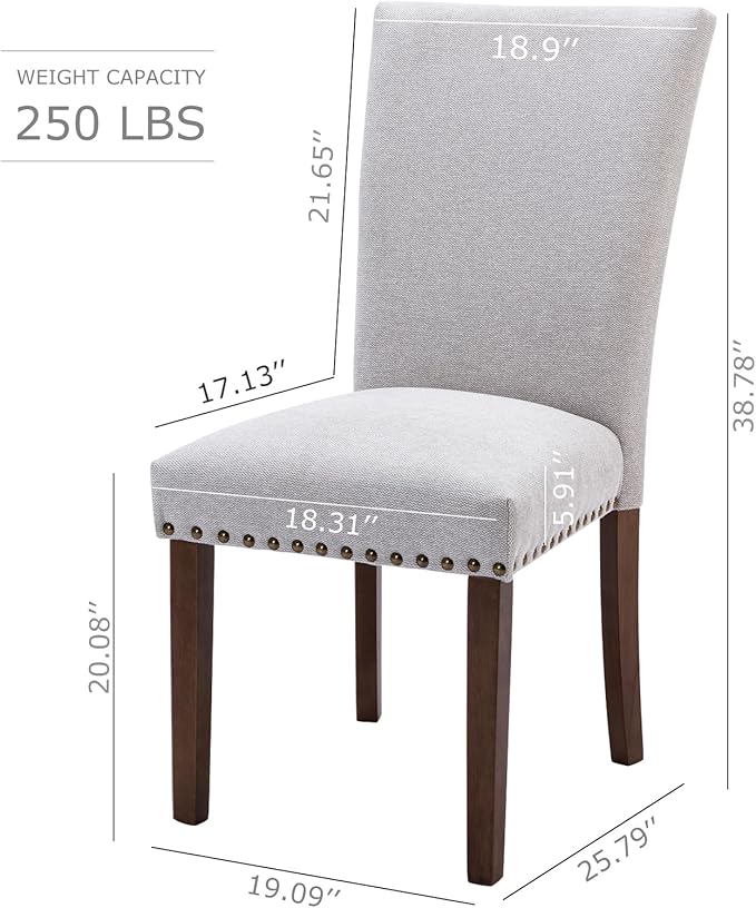 COLAMY Parsons Dining Chairs Set of 6, Upholstered Fabric Dining Room Kitchen - Image 3