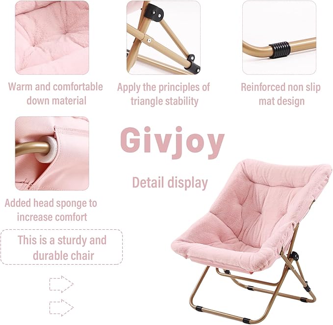 Comfy Folded Chair, Soft Faux Fur Oversized Folding Chair, Flexible Lounge Lazy - Image 4