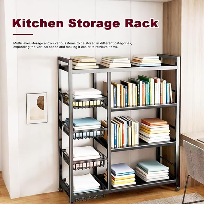 4-Tier Versatile Metal Storage Rack, Vegetable Fruit Basket Kitchen Storage - Image 2