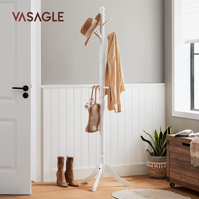 VASAGLE Solid Wood Coat Rack and Stand, Free Standing Hall Coat Tree - Image 7