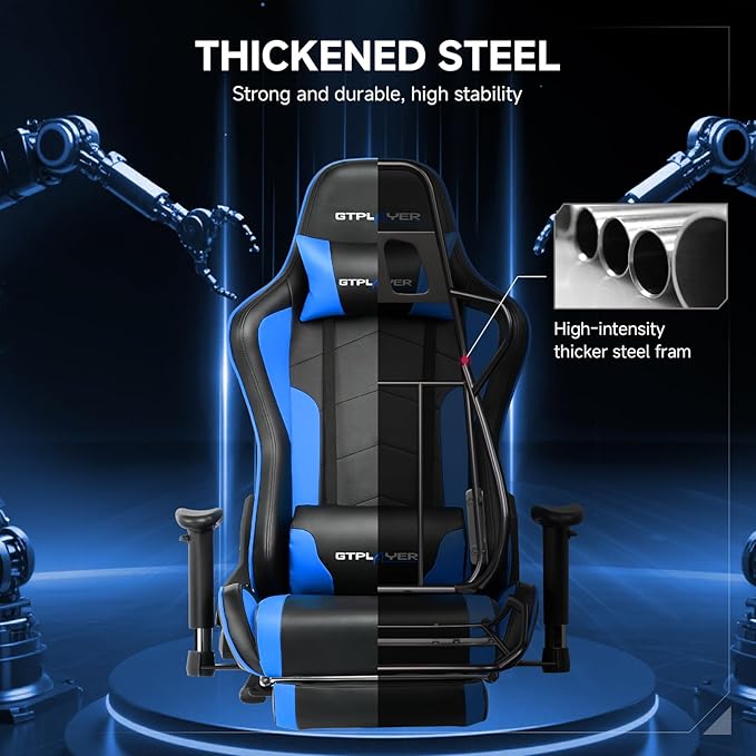 GTPLAYER Gaming Chair with Bluetooth Speakers and Footrest, Ergonomic Gamer - Image 8