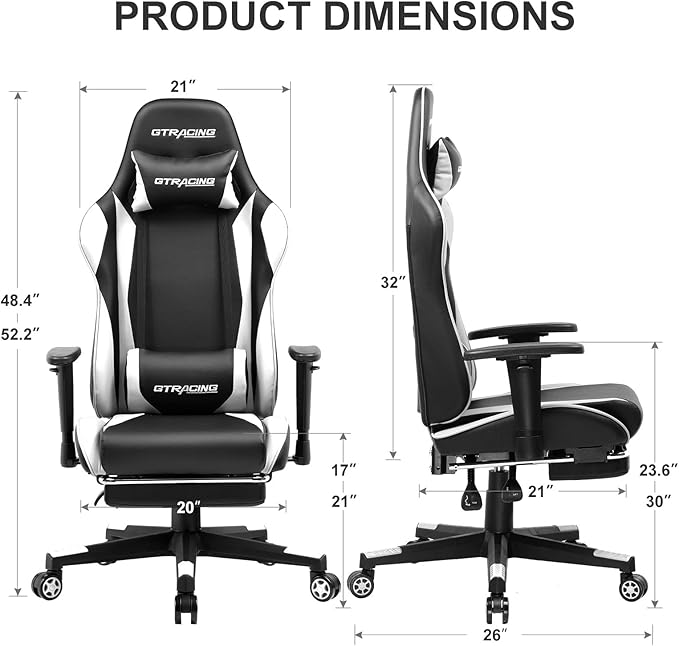 GTRACING Gaming Chair with Footrest, Ergonomic Computer Game Desk Chair - Image 3