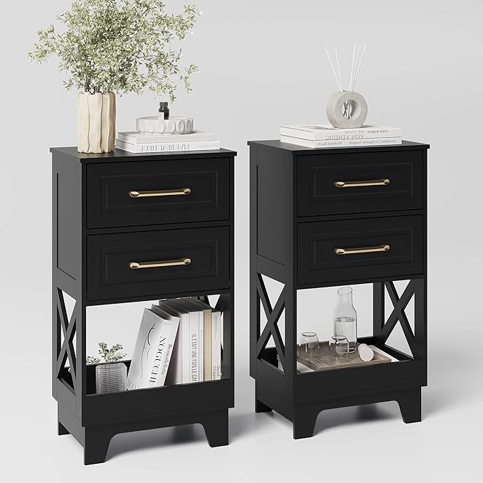 Tall Nightstand Set of 2 Side Table by ZYKZYKHOME