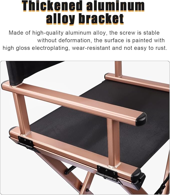 Lorvain Folable Makeup Artist Stool Chair, Protable Tall Folding Directors Chair - Image 5