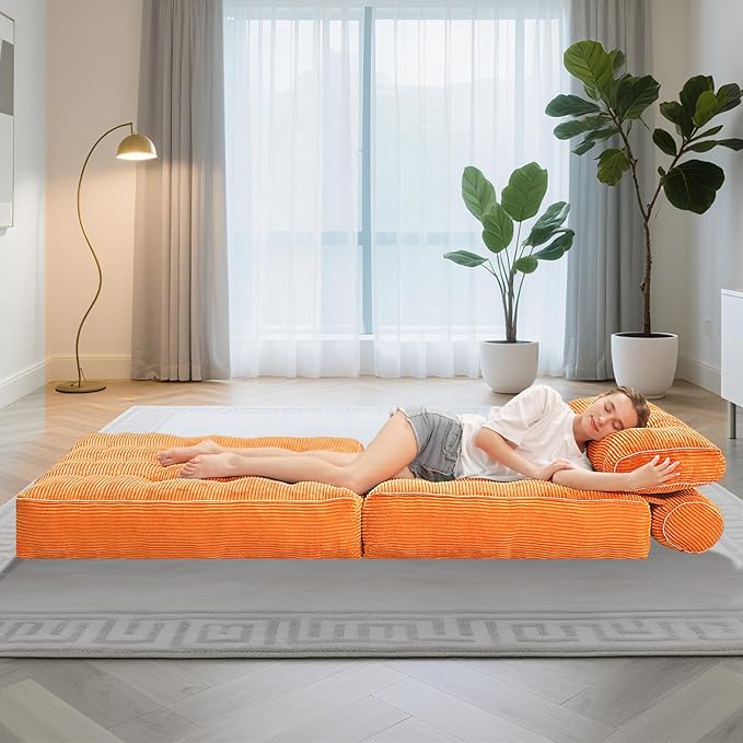 HABUTWAY Folding Sofa Bed, Convertible Sleeper Chair Bed w/Dual-Pillow & Handle - Image 5