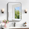 Bathroom Mirror, 18 x 24 inch Metal Framed Black Rectangle Mirror, Rounded by WelcometoCIVENO