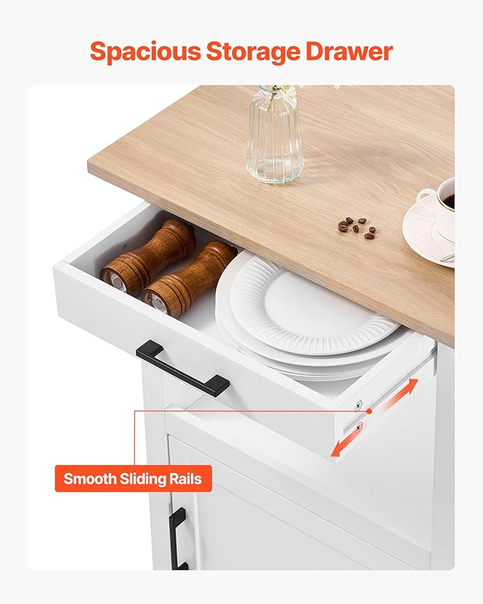 VEVOR Kitchen Island Cart with Single Door Cabinet, Mobile Carts with Drawer - Image 4