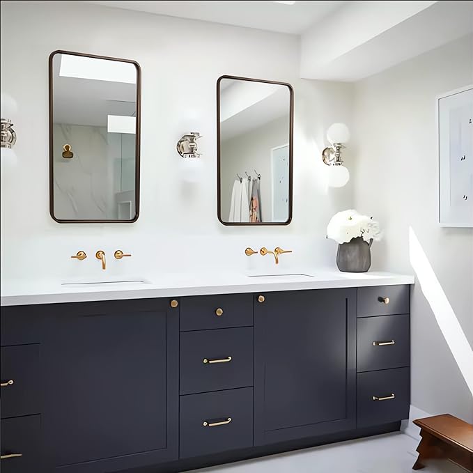 ANDY STAR Bronze Bathroom Mirror, 24x40’’ Rounded Rectangle Oil Rubbed Bronze - Image 3
