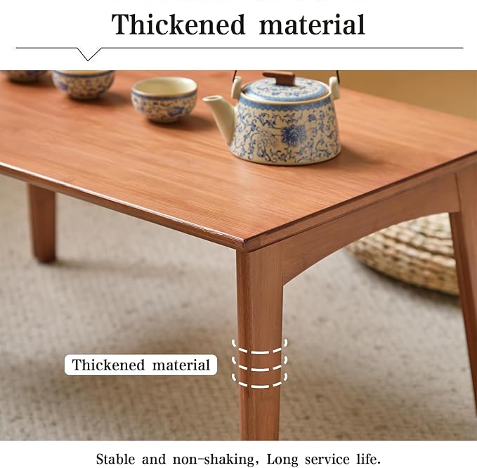 Japanese Floor Table No Assembly Required Bamboo Folding Walnut Coffee Table - Image 6