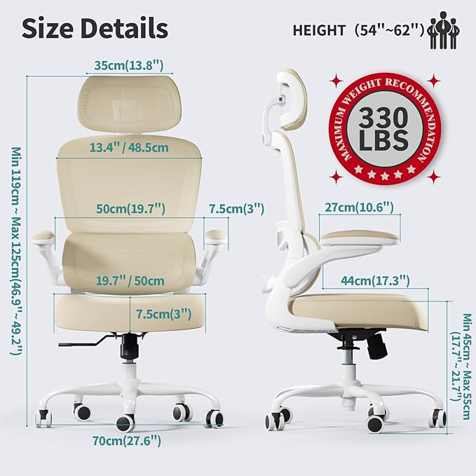 TRALT Office Chair Ergonomic Desk Chair, 330 LBS Home Mesh Office Desk Chairs - Image 2