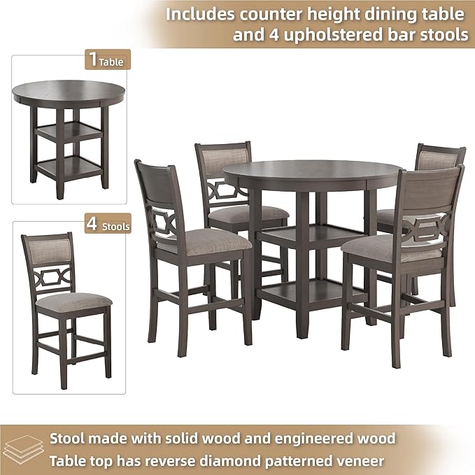 Signature Design by Ashley Wrenning Modern Diamond Patterned Counter Height - Image 4