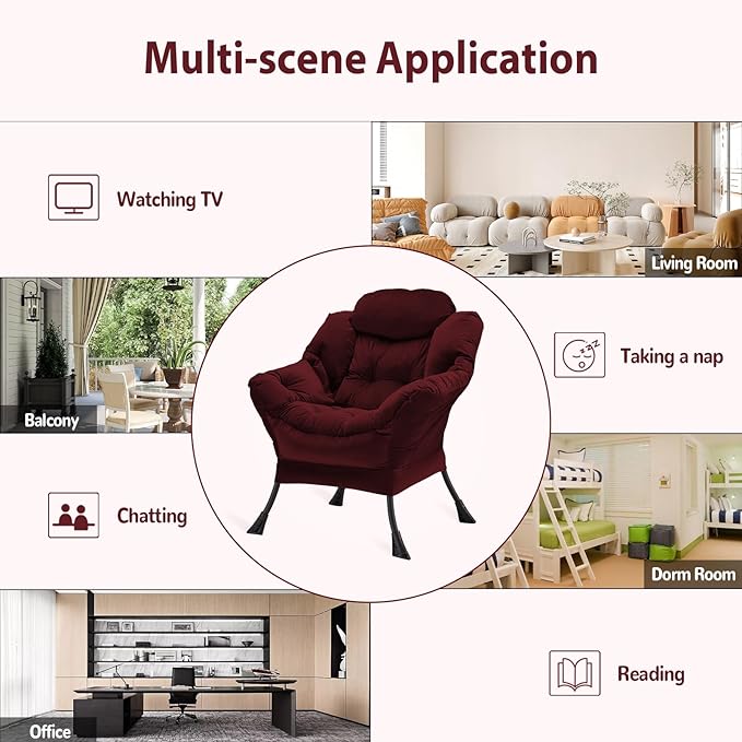 Lazy Chair Thick Padded, Comfy Velvet Accent Lounge Chair - Image 8