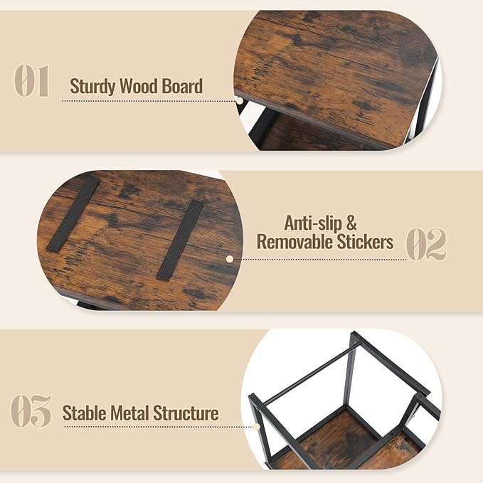 Vrisa Wood Step Stool for Adults Bedside Steps for High Beds Two Step Stools - Image 3