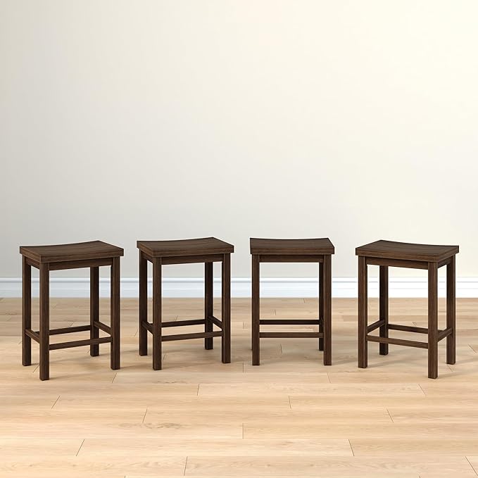 Grain & Grove Smith Collection Set of 4 Solid Wood Counter Height Bar Stools by GrainGrove