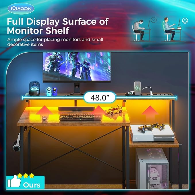 AODK Computer Desk, 48 Inch Gaming Desk - Image 7