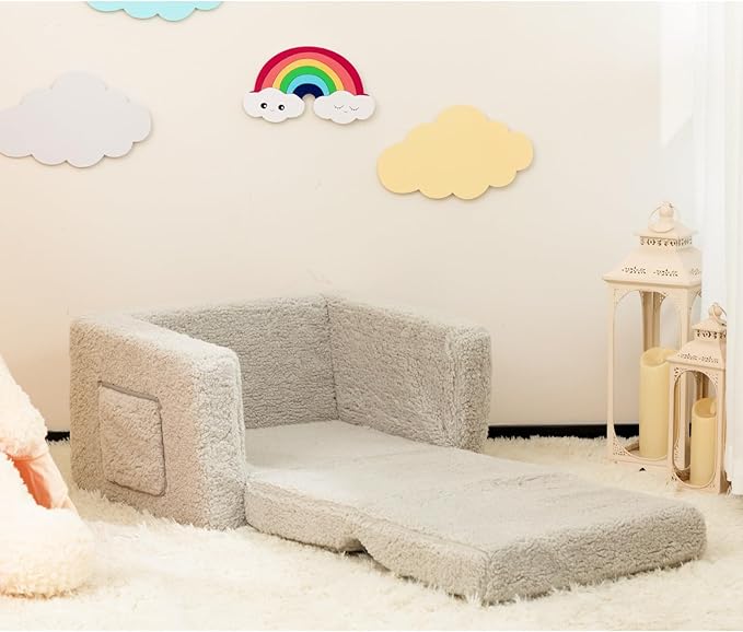 ALIMORDEN Kids Couch, 2-in-1 Fold Out Toddler Chair & Snuggly Foam Lounger Seat - Image 5