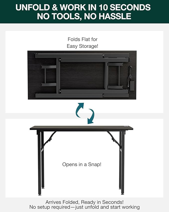 Frylr Small Folding Computer Desk – 43.3 Inch Portable Table - Image 3