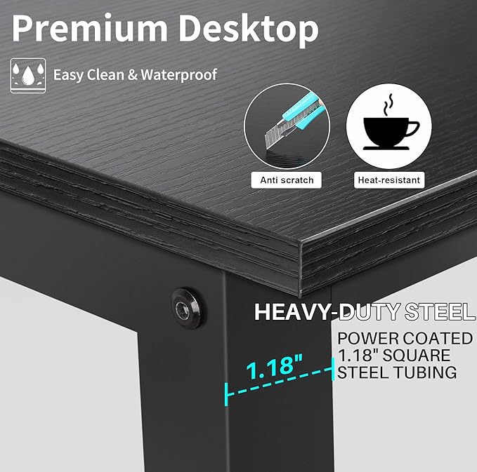 Aquzee Computer Desk with Hutch and Bookshelves, Large Leg Room 55 inch Width - Image 6