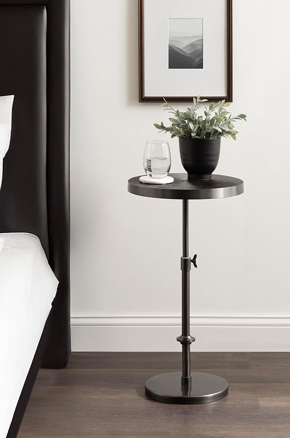 Kate and Laurel Engles Traditional Adjustable-Height Pedestal Side Table - Image 4