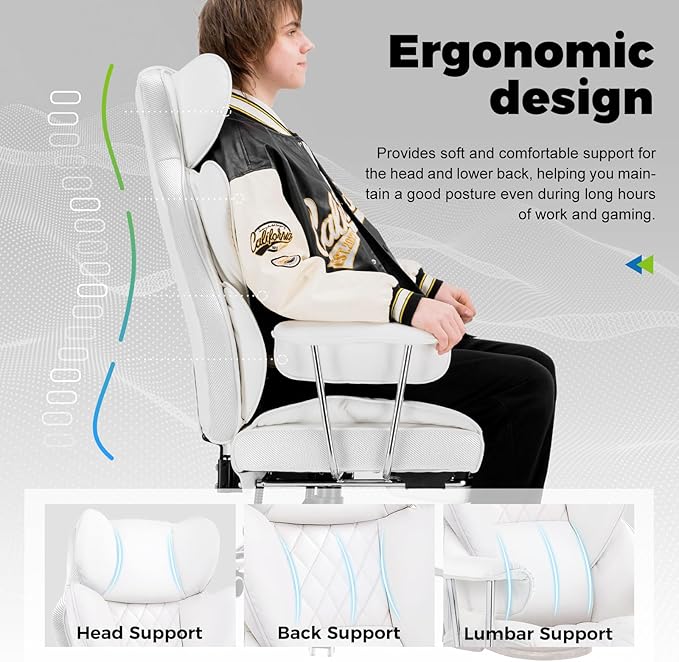 COMHOMA Big and Tall Office Chair, High Back Leather Gaming Chairs - Image 3