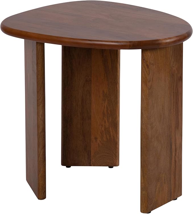 Kate and Laurel Tortola Modern Irregular Round Side Table, Walnut Brown by KateandLaurel