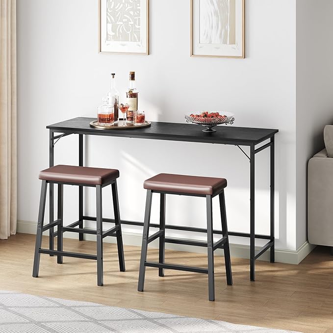 HOOBRO Bar Stools, PU Leather Upholstered Breakfast Stools, Easy Assembly - Image 6