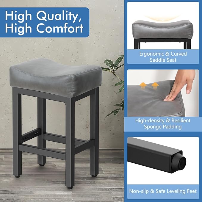 Counter Height Bar Stools Set of 3, 24 Inch Barstools - Image 3