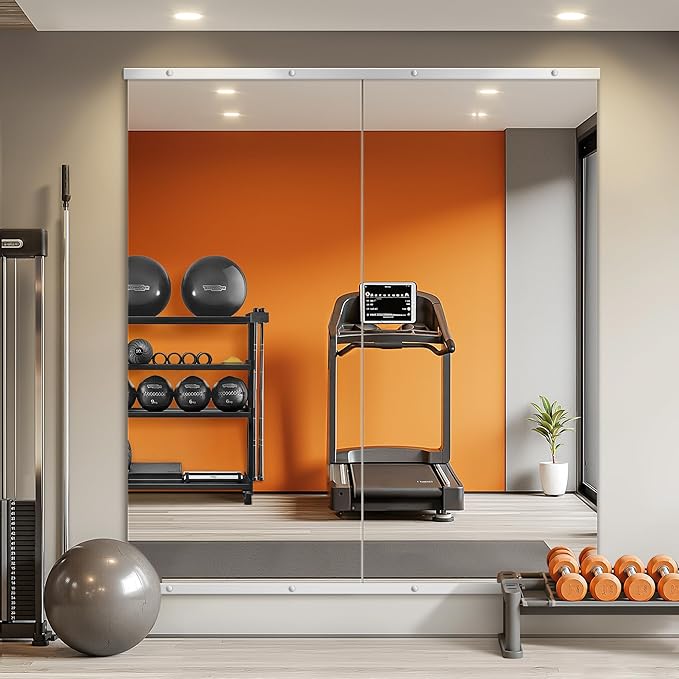 Home Gym Mirror for Wall, Mirror Full Length, Glass Frameless Body Large Mirror by TRAHOME