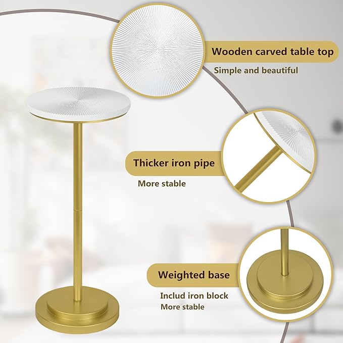 Drink Table Set of 2, Small Round Pedestal Side Table - Image 5
