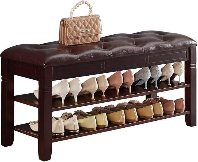 Shoe Storage Bench, Entryway Shoe Rack by ZIRKOOON