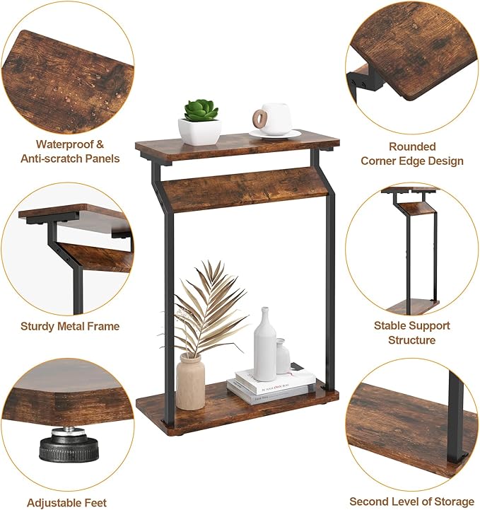 Narrow Side Table for Small Spaces, End Table for Couch, Slim Couch Tray Tables - Image 3