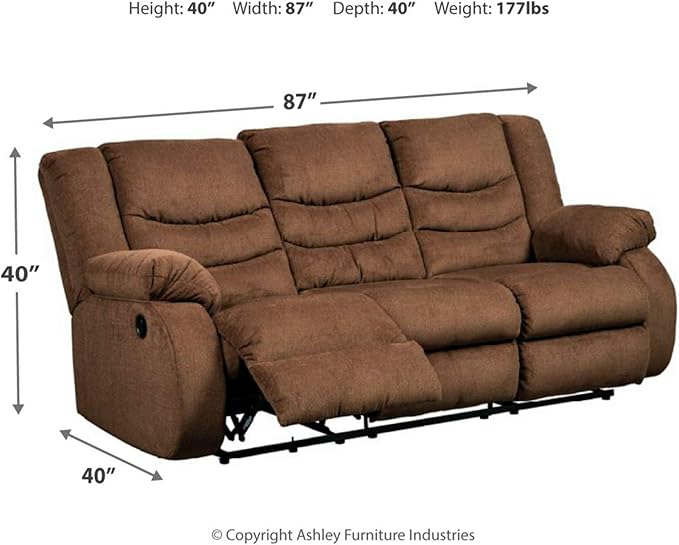 Signature Design by Ashley Tulen Upholstered Manual Pull-Tab Reclining Sofa - Image 3