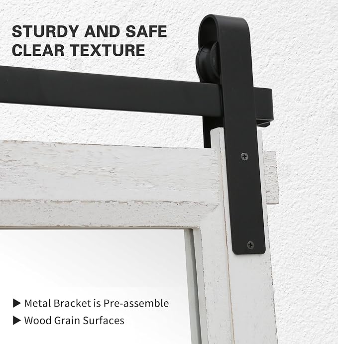 Farmhouse Barn Door Mirror: 22"x30" White Rustic Wood Frame Mirror - Image 5