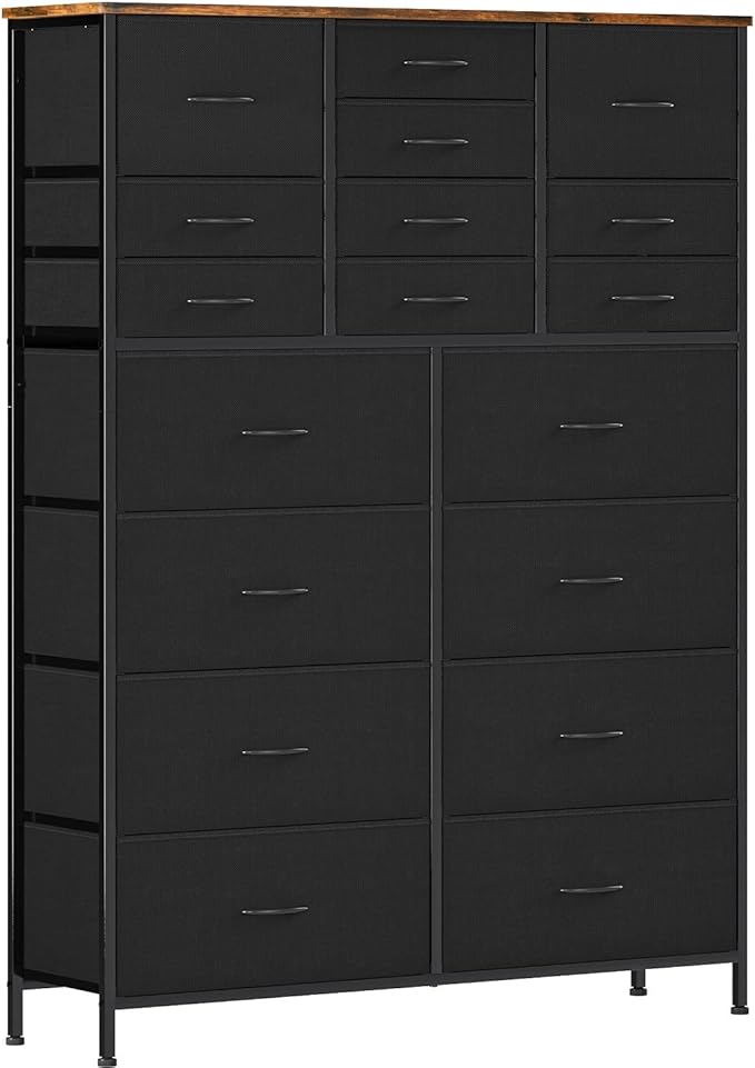Dresser for Bedroom with 18 Drawers, Tall Fabric Storage Dresser, Chest of by VASICAR