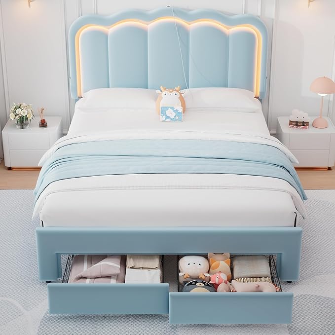 Full Upholstered LED Bed Frame - Image 3