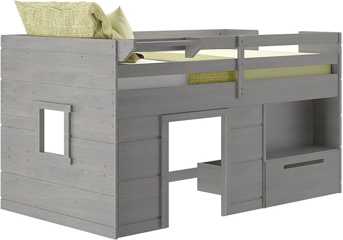 Max & Lily Loft Bed Twin Size, Solid Wood Low Loft Bed - Image 4
