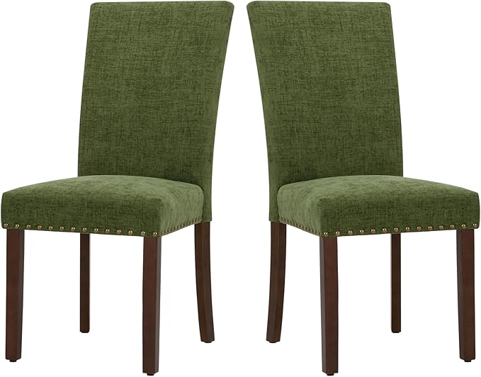 COLAMY Upholstered Parsons Dining Chairs Set of 2, Fabric Dining Room Kitchen by COLAMYINC
