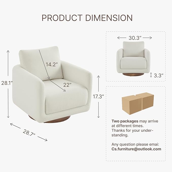 Modern Swivel Accent Chair, 360° Rotating Round Barrel Armchair - Image 2