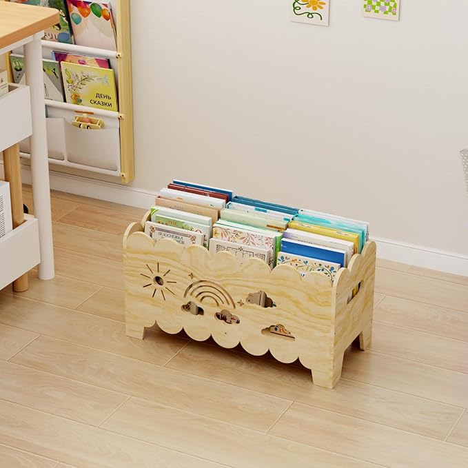Wood Kids Bookshelf, Montessori Bookshelf, Suitable Kids Rooms, Nursery & - Image 4