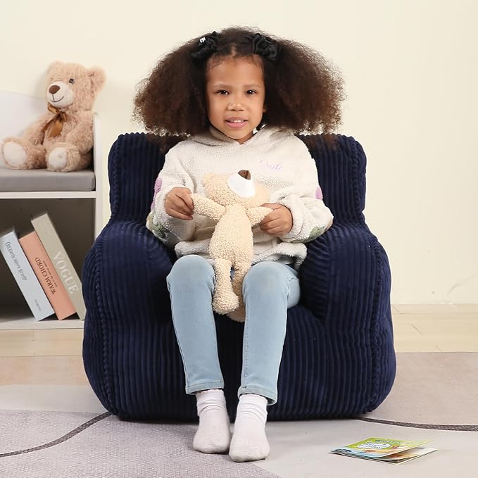 Kids Bean Bag Chair with a Plush Bear, Comfy Toddler Chair - Image 5