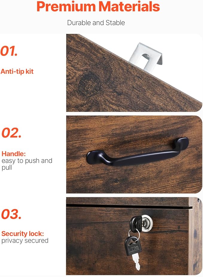 VEVOR 3 Drawer File Cabinet - Image 6