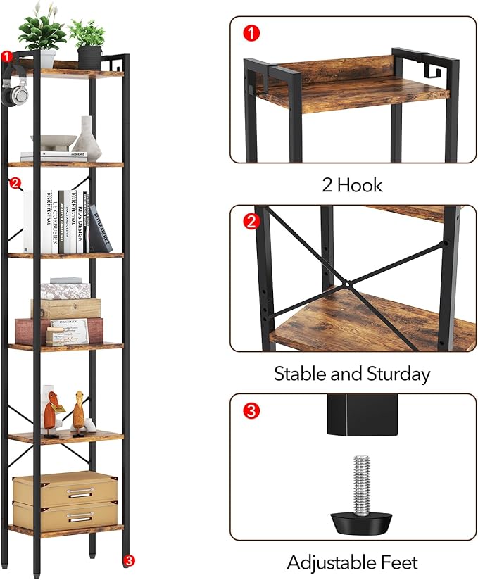 5 Tier Bookshelf, Bookcase - Image 6