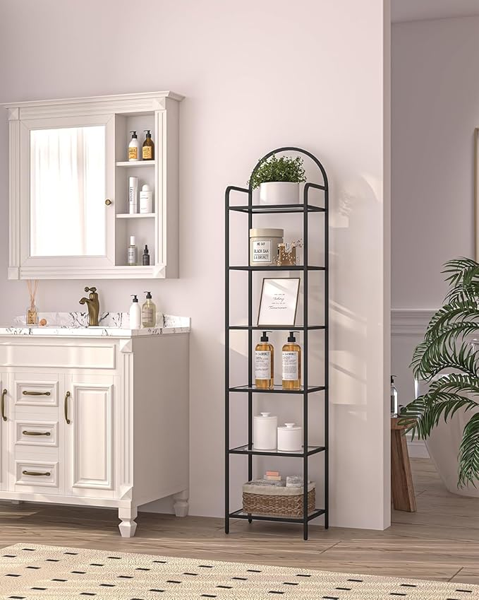 Bookcase Bookshelf, Tempered Glass Bookshelves, Slim Shelving Unit - Image 7
