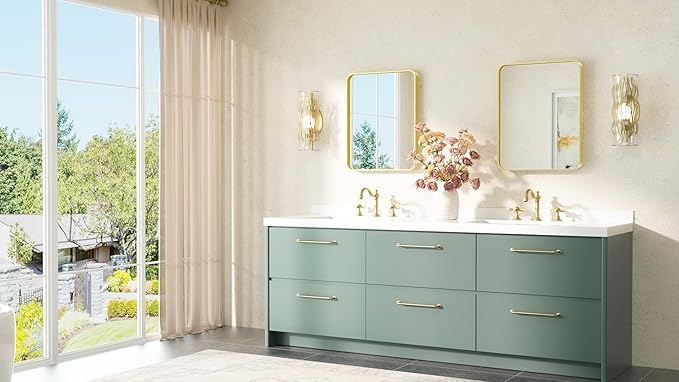 TETOTE Gold Bathroom Mirror 16 x 20 Inch Brushed Gold Metal Framed Vanity Mirror - Image 8