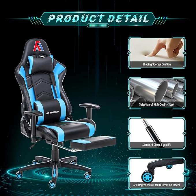 AA Products Gaming Chair Ergonomic High Back Computer Racing Chair Adjustable - Image 5