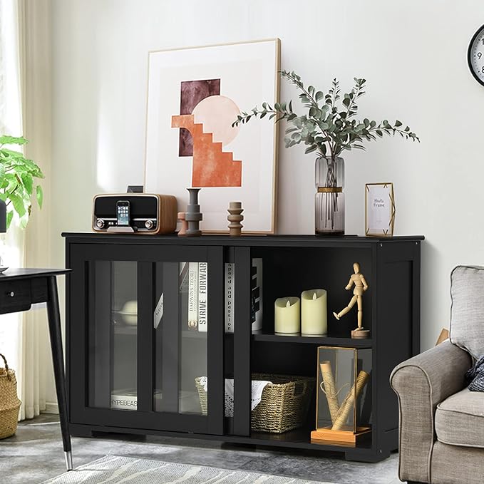 Costzon Sideboard Buffet Cabinet, Wooden Kitchen Storage Cabinet - Image 2