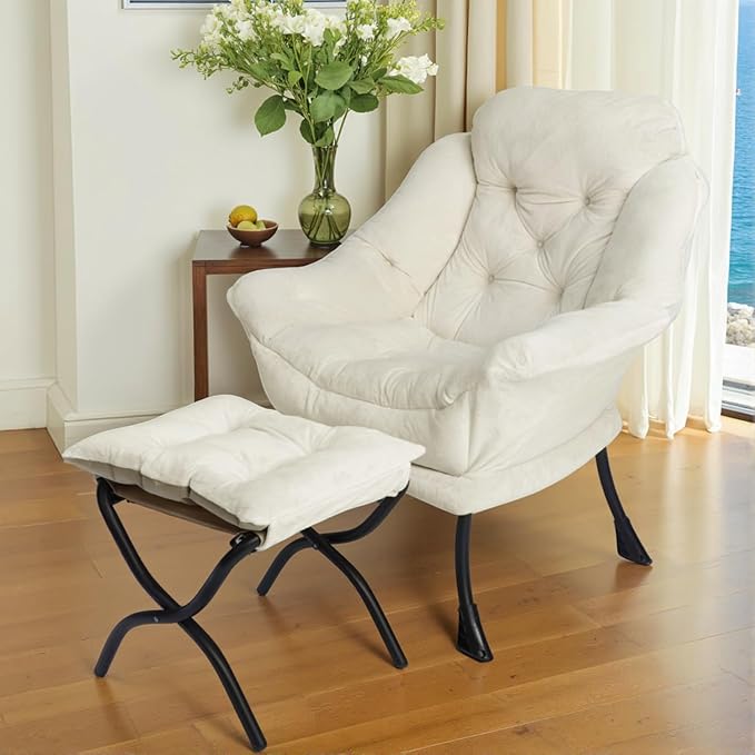 Lazy Chair with Folding Ottoman, Living Room Chairs, Accent Contemporary Lounge - Image 2